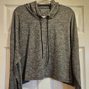 Athleta Uptempo Short Hoodie Cropped Gray Space Dye Pullover Top